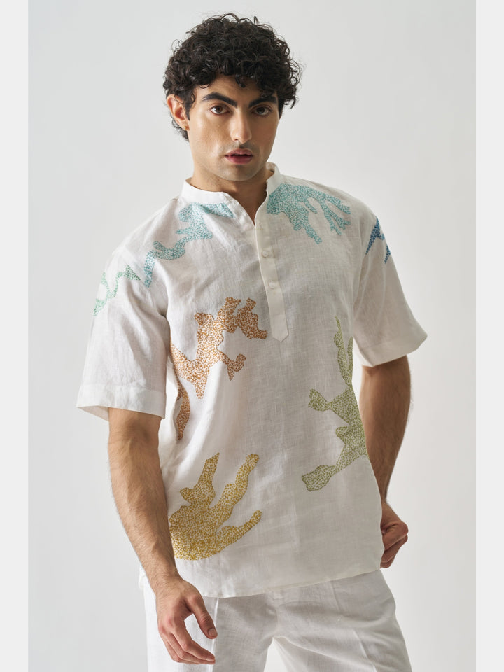 Canvas of Colours - Hand Embroidered Linen Shirt