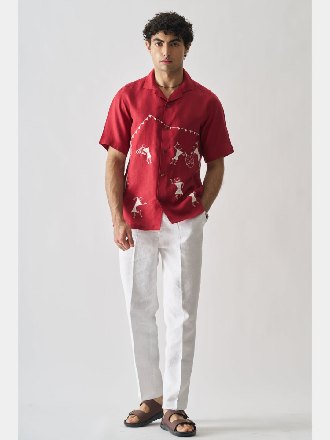 Tribal Tales - Hand Embroidered Linen Shirt