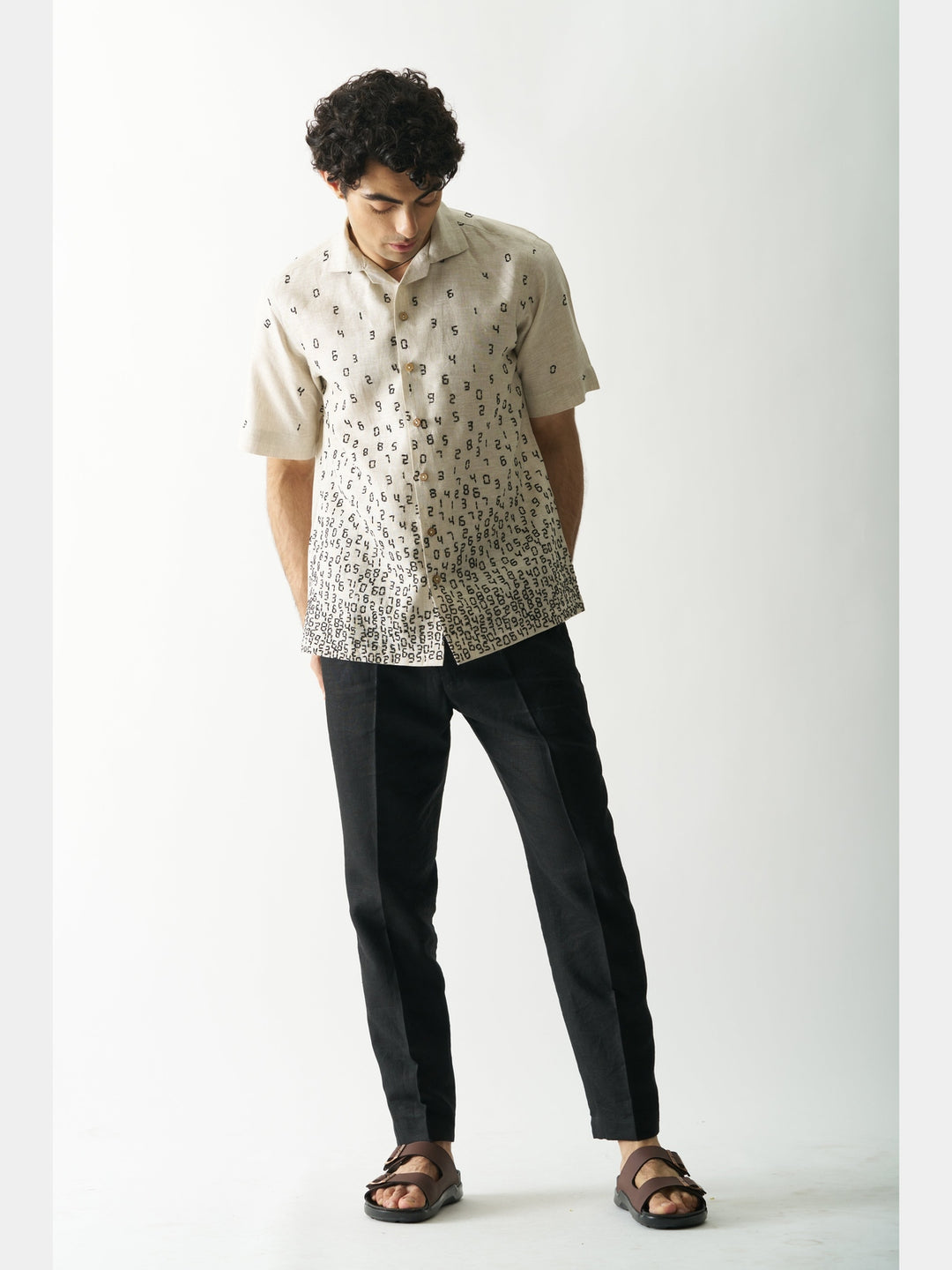 Its All About Numbers - Hand Embroidered Linen Shirt