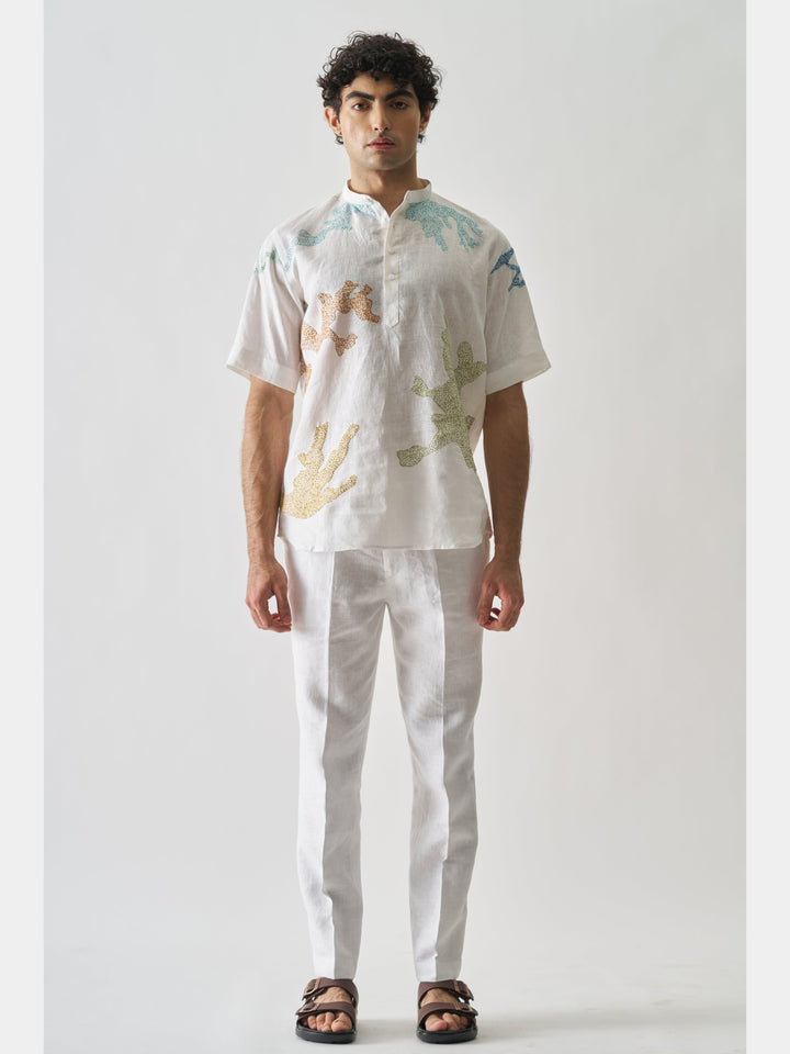 Canvas of Colours - Hand Embroidered Linen Shirt