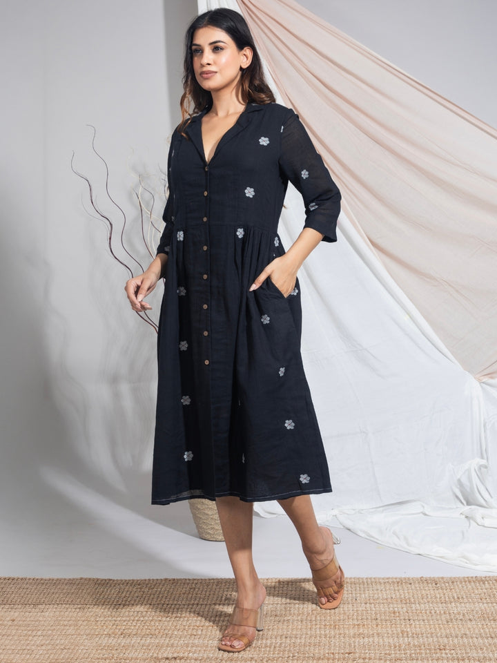 Keya Hand Woven Cotton Jamdani Dress