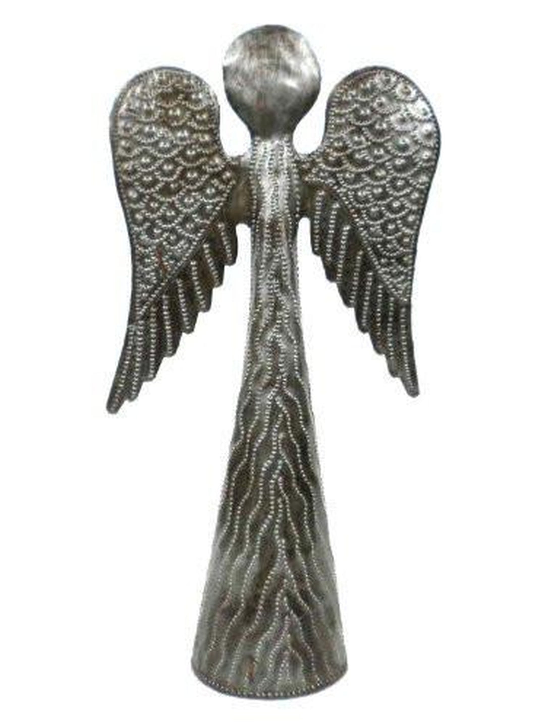 Standing Angel Wings Down Haitian Metal Drum Tabletop Décor, 11" Global Crafts