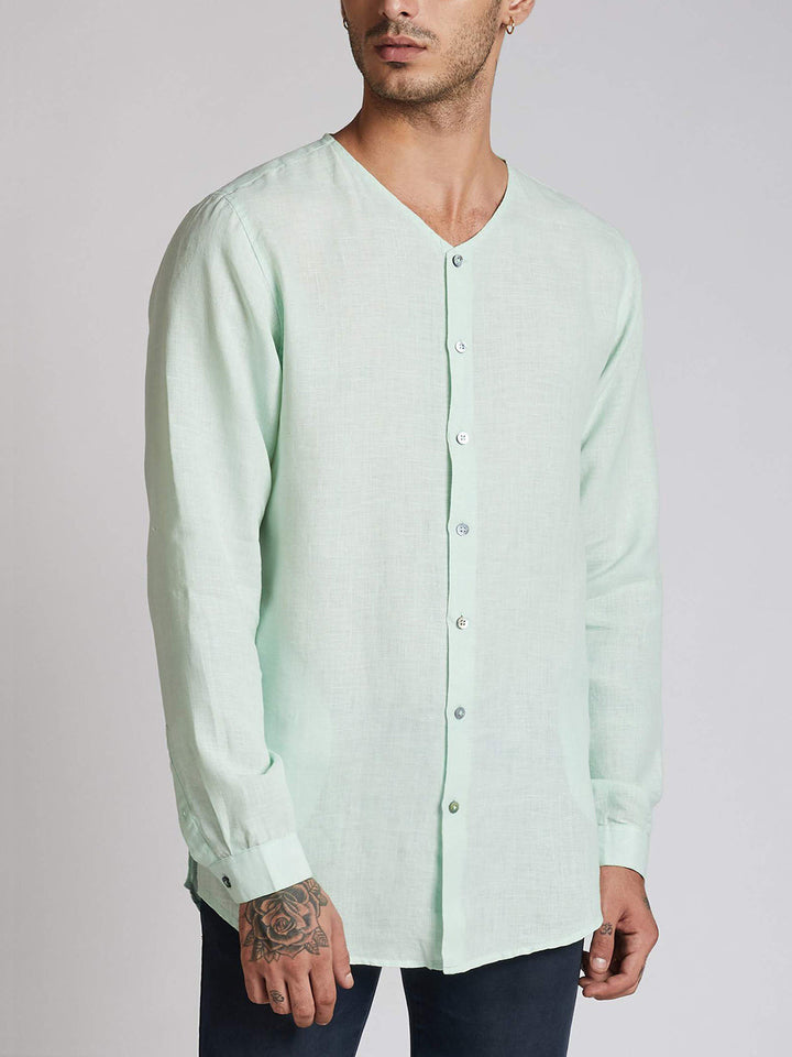 Crescent V Neck Kurta Green