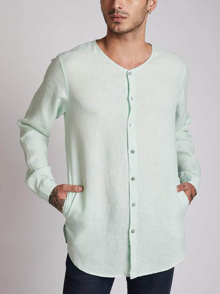 Crescent V Neck Kurta Green