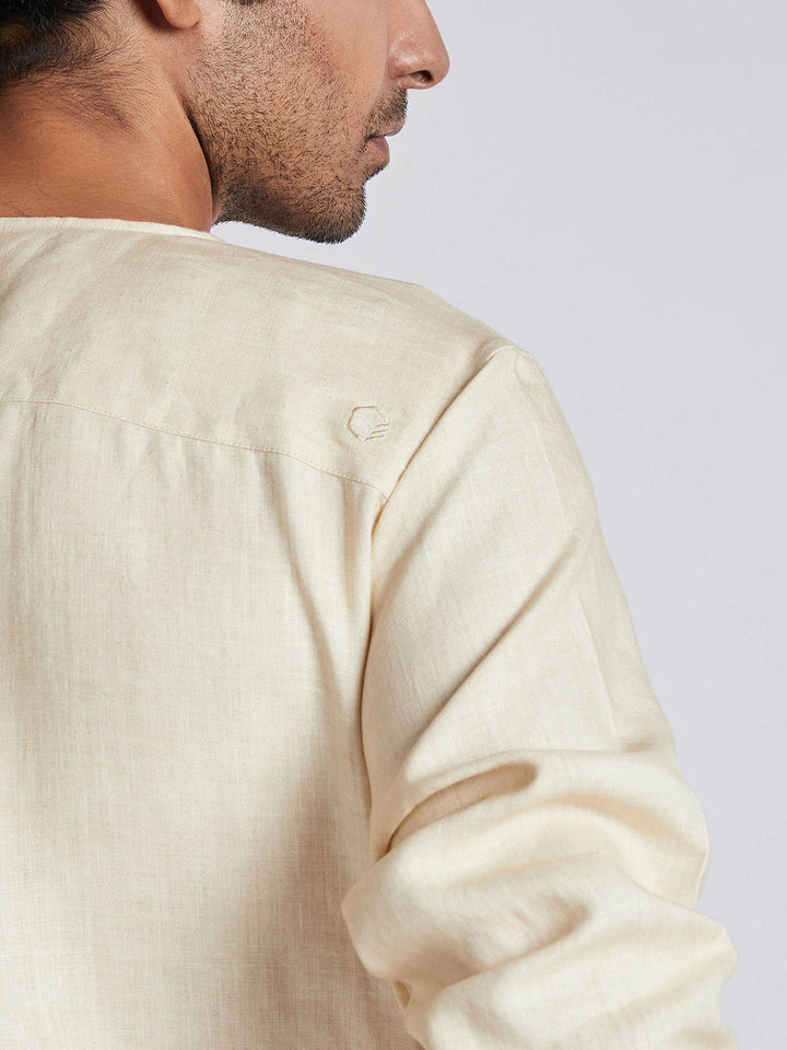 Crescent V Neck Kurta Beige