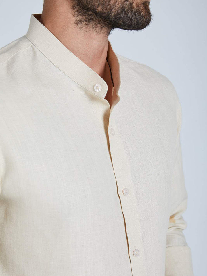 Origin Mandarin Collar Shirt Beige