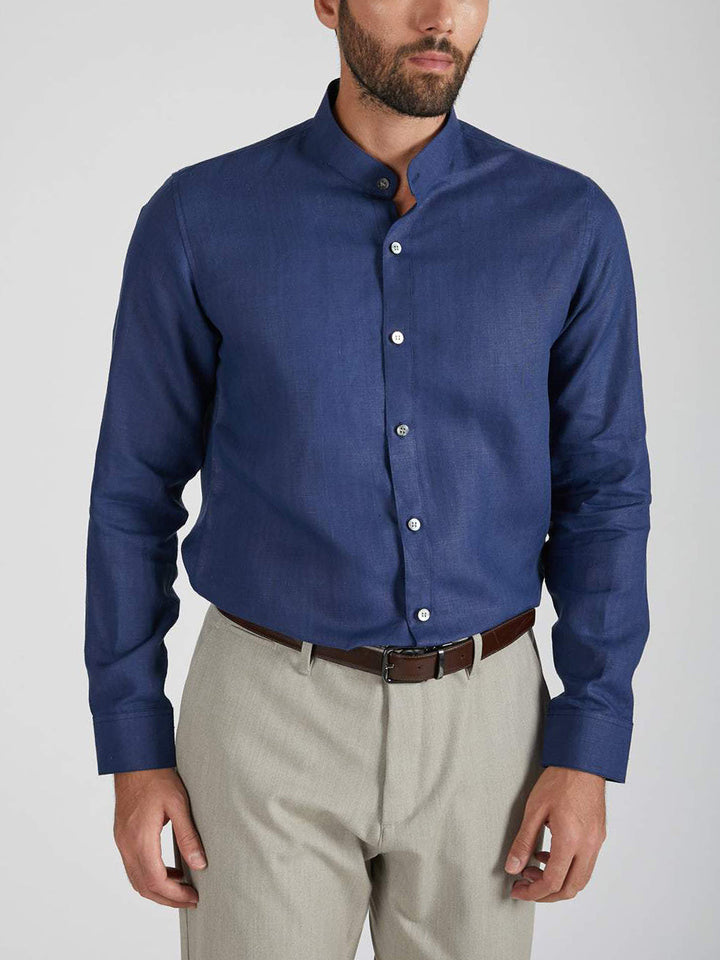 Origin Mandarin Collar Shirt Navy Blue