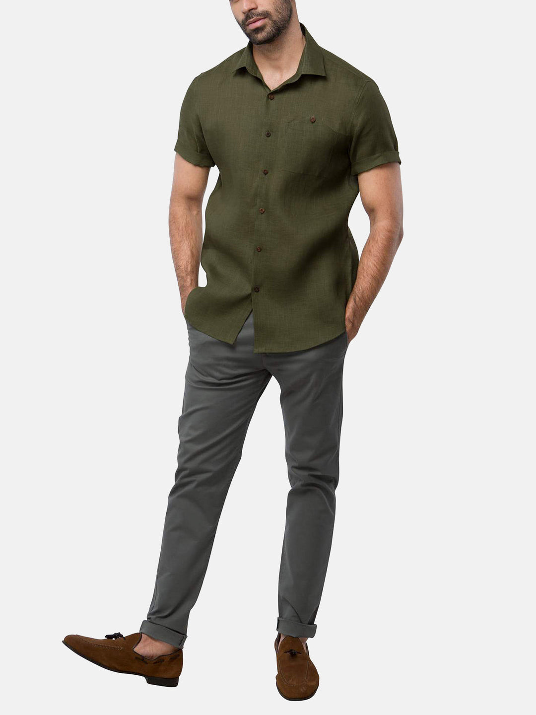 Burrow Half Sleeve Shirt Olive B Label