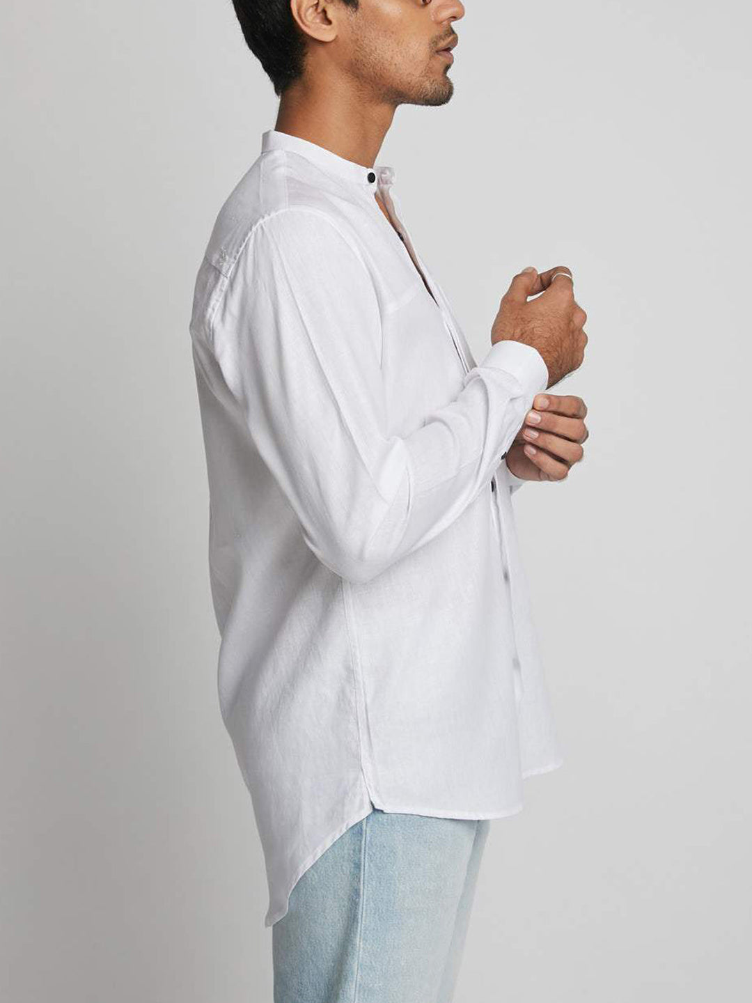 Reflect Round Collar Shirt White B Label