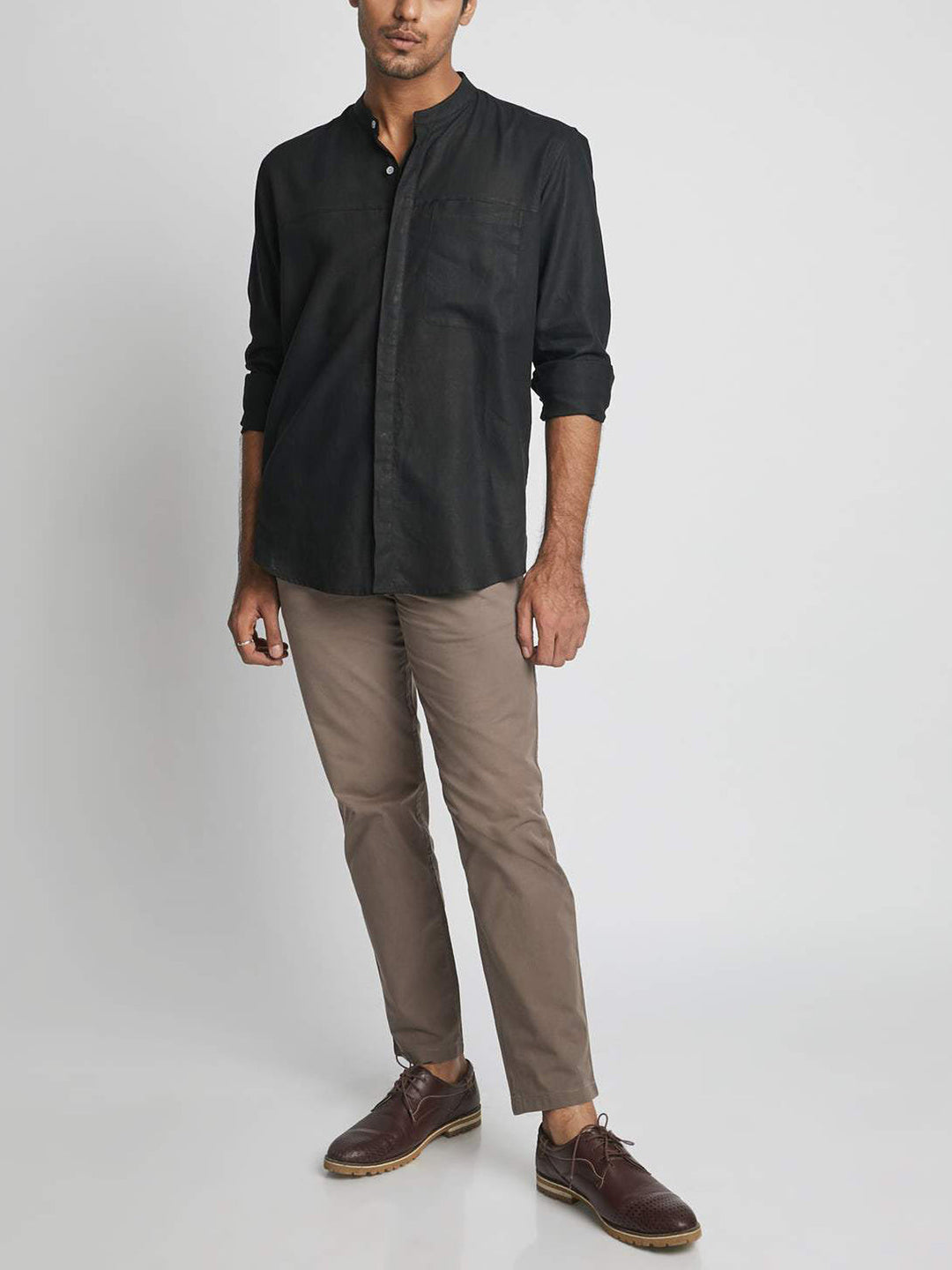 Reflect Round Collar Shirt Black