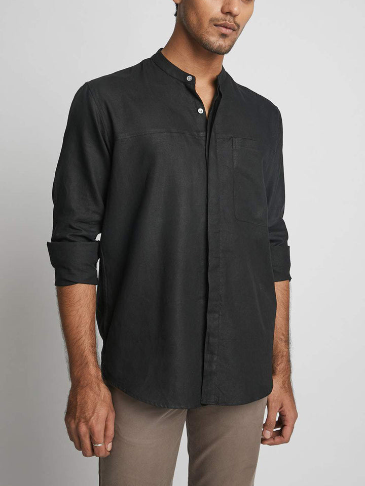 Reflect Round Collar Shirt Black