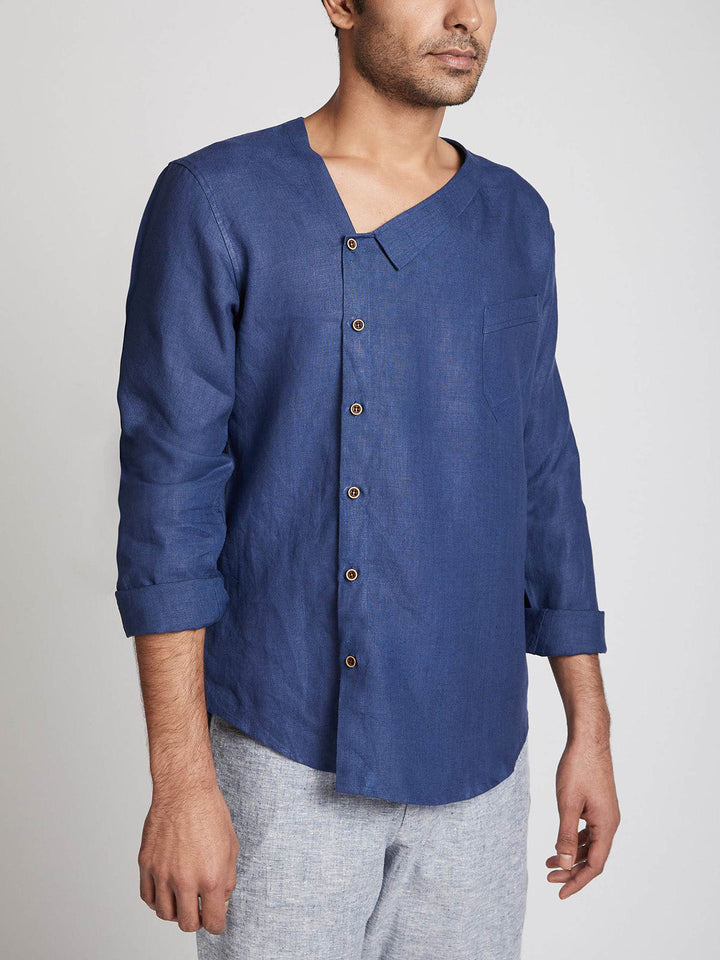 Delta Asymmetric Shirt Navy Blue