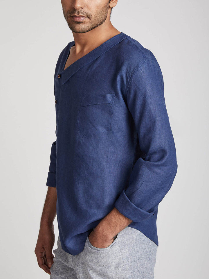 Delta Asymmetric Shirt Navy Blue