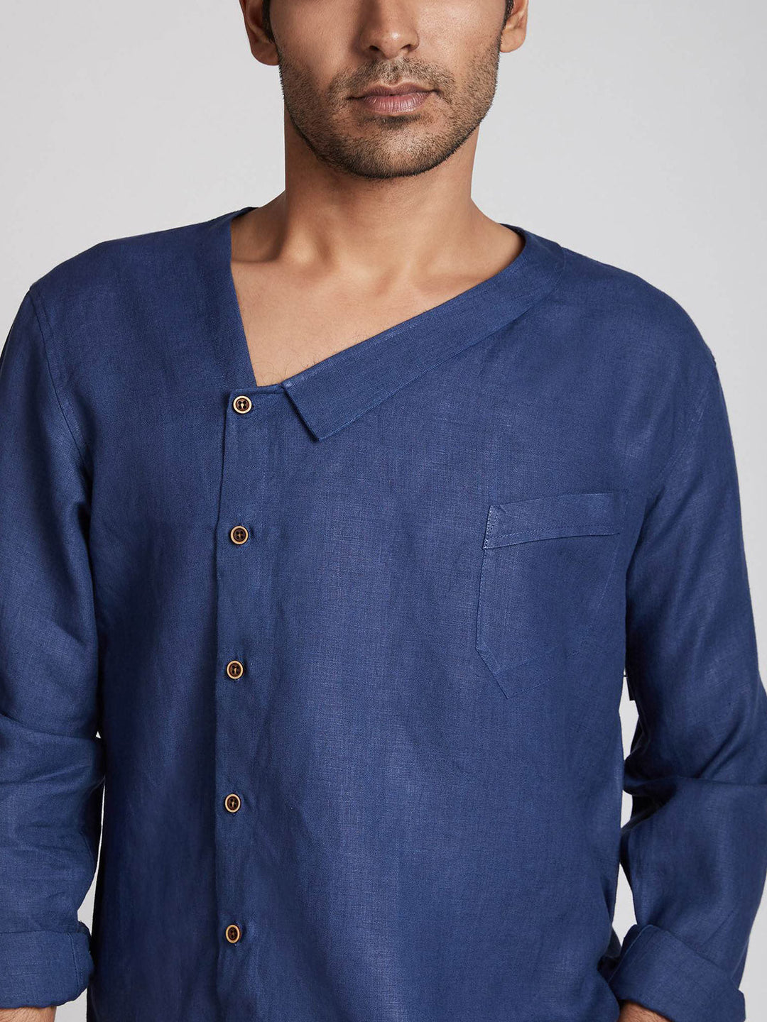 Delta Asymmetric Shirt Navy Blue