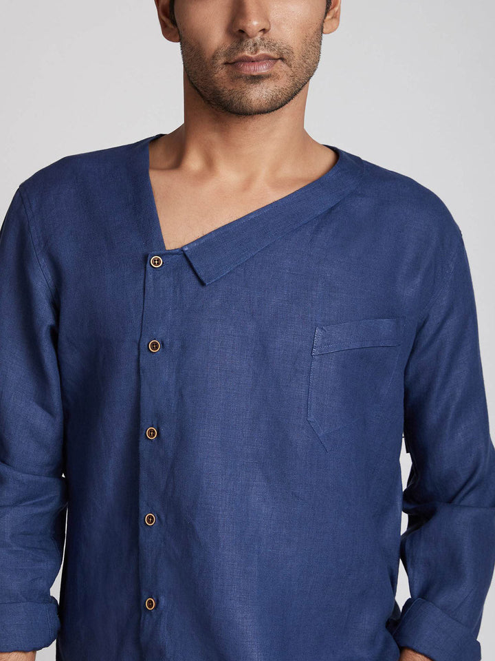 Delta Asymmetric Shirt Navy Blue B Label