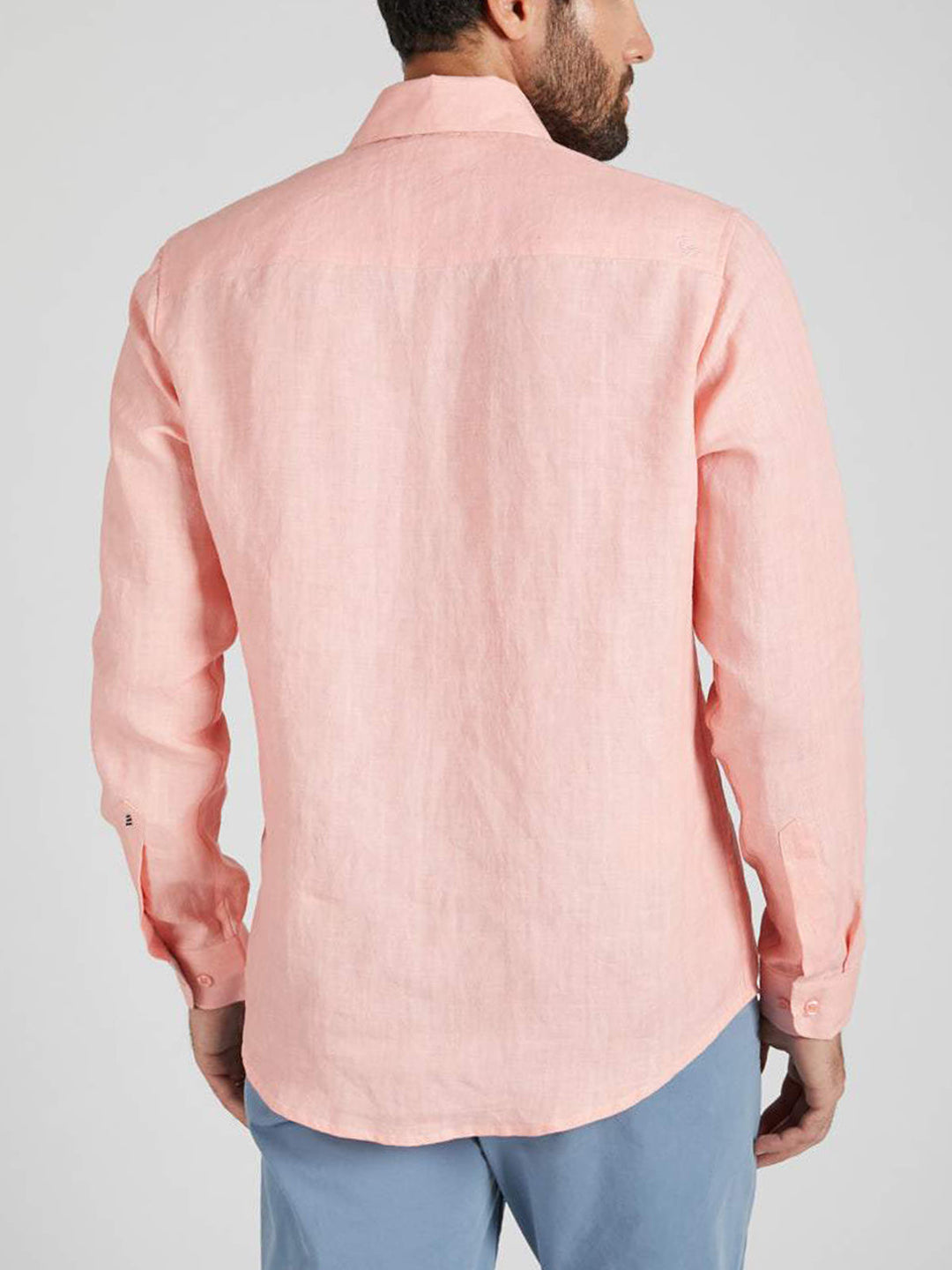 Breath Contrast Trim Shirt Peach