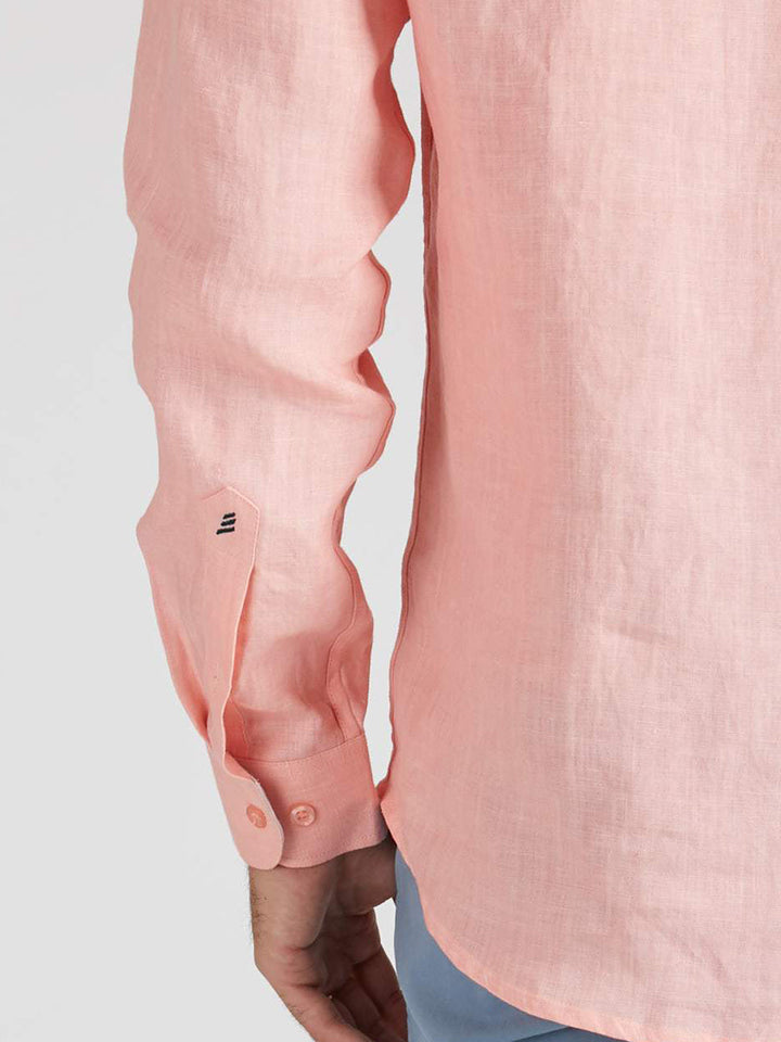 Breath Contrast Trim Shirt Peach