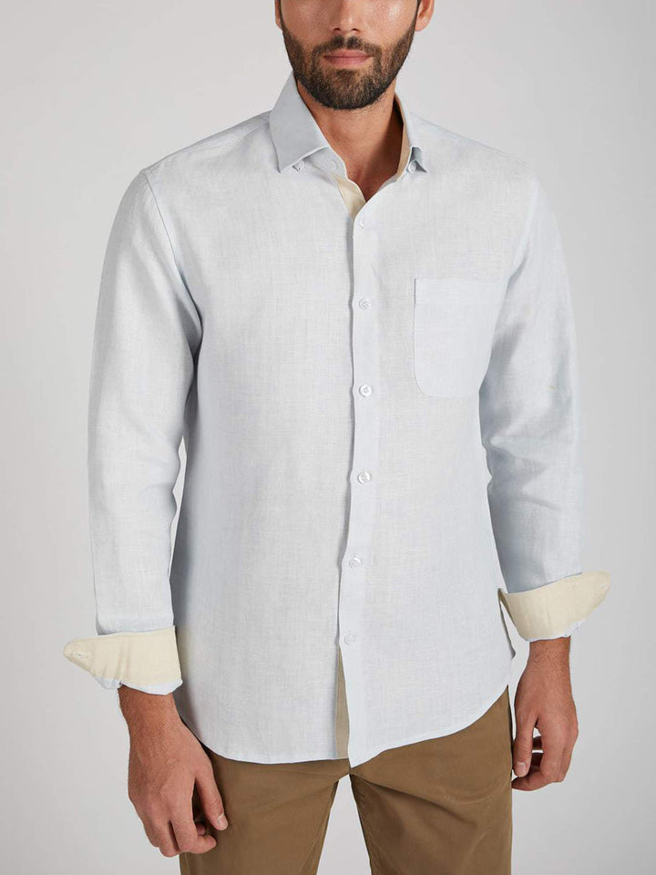 Breath Contrast Trim Shirt Light Blue B Label