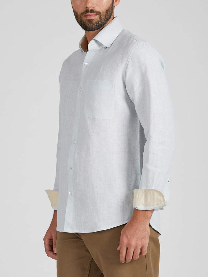 Breath Contrast Trim Shirt Light Blue