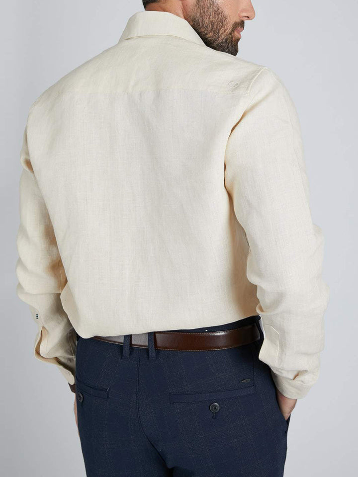 Breath Contrast Trim Shirt Beige