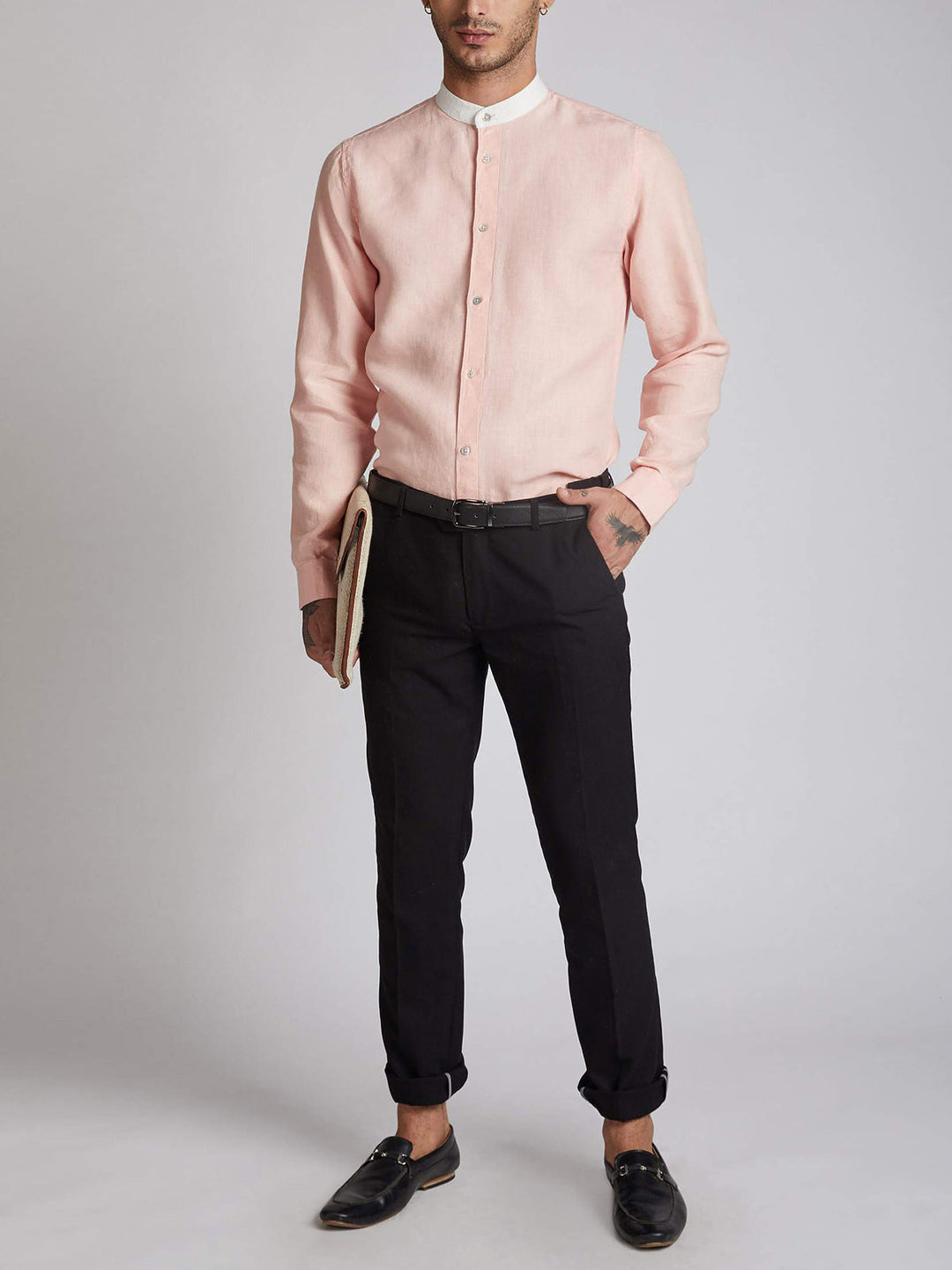 Orbit Contrast Collar Shirt Peach