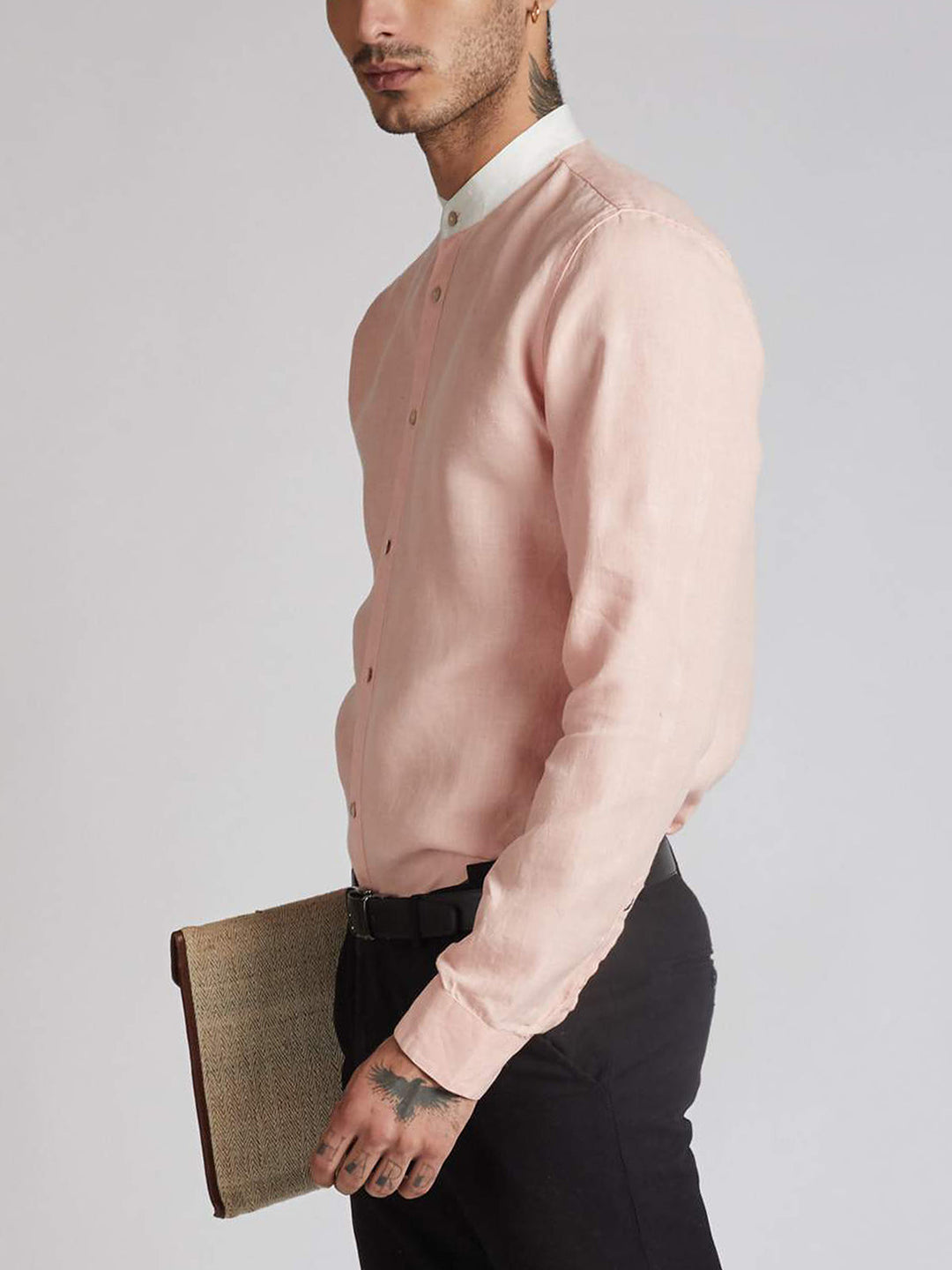 Orbit Contrast Collar Shirt Peach