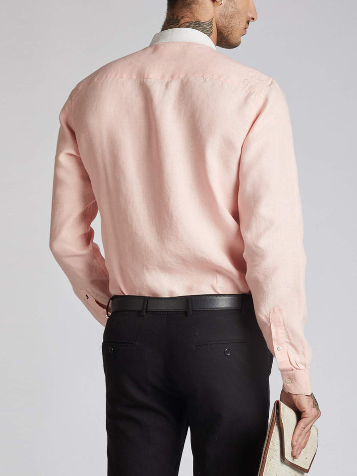 Orbit Contrast Collar Shirt Peach