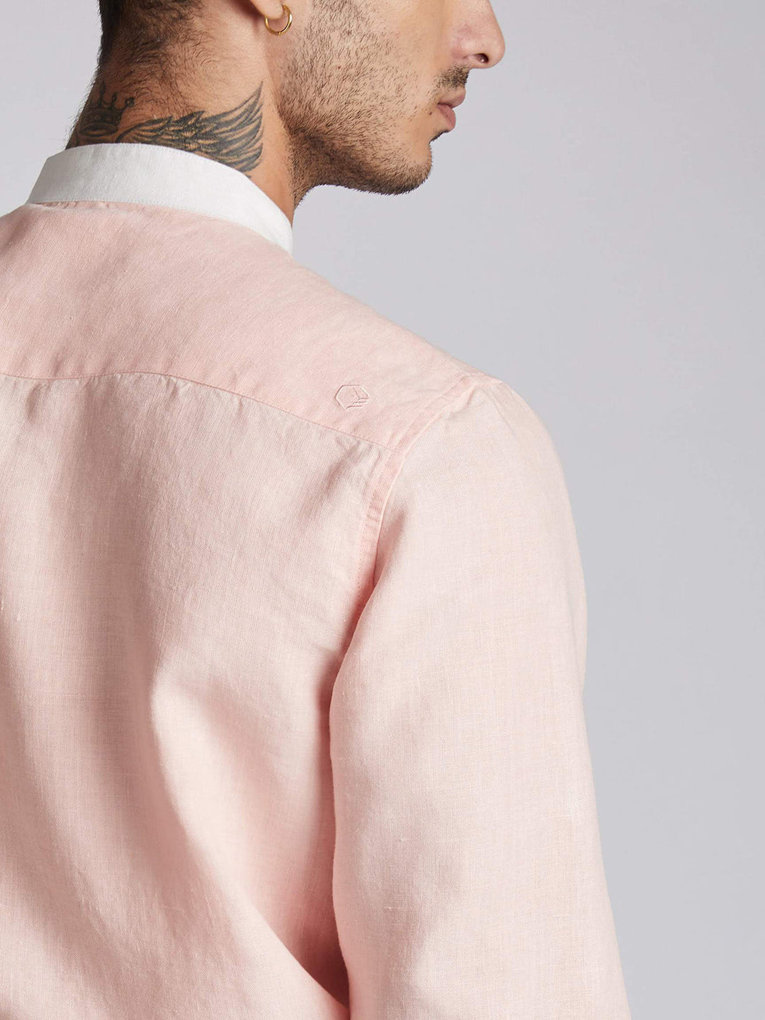 Orbit Contrast Collar Shirt Peach