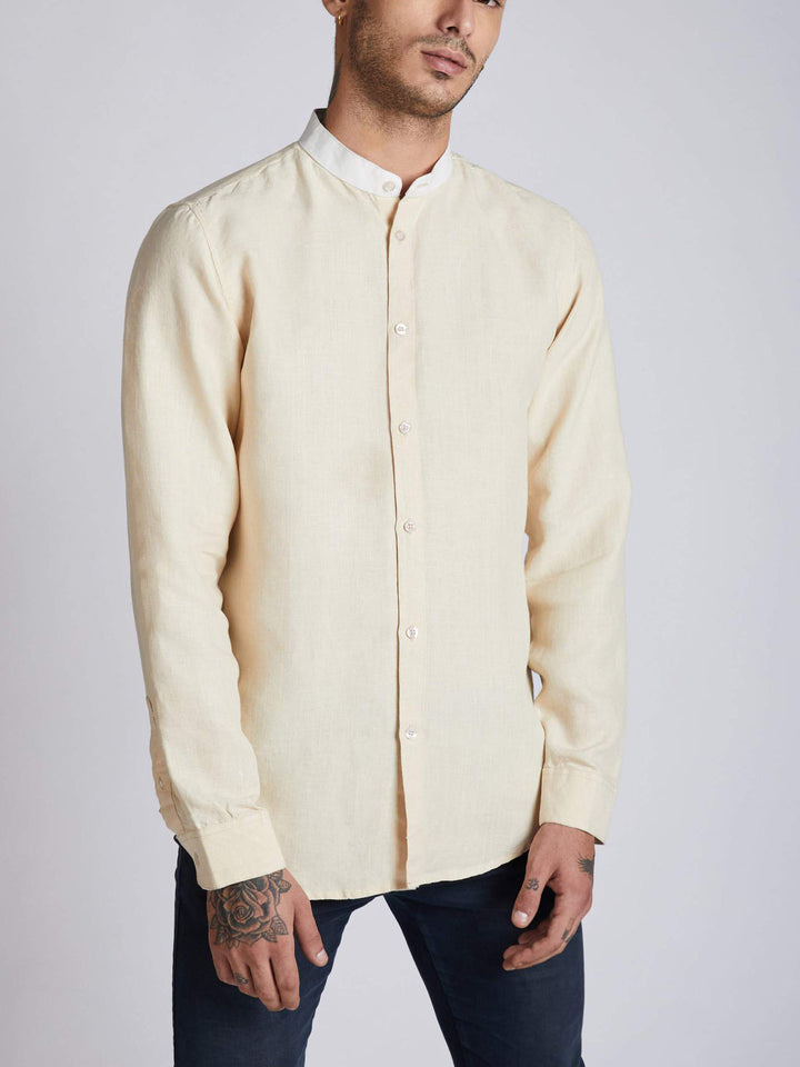 Orbit Contrast Collar Shirt Beige B Label