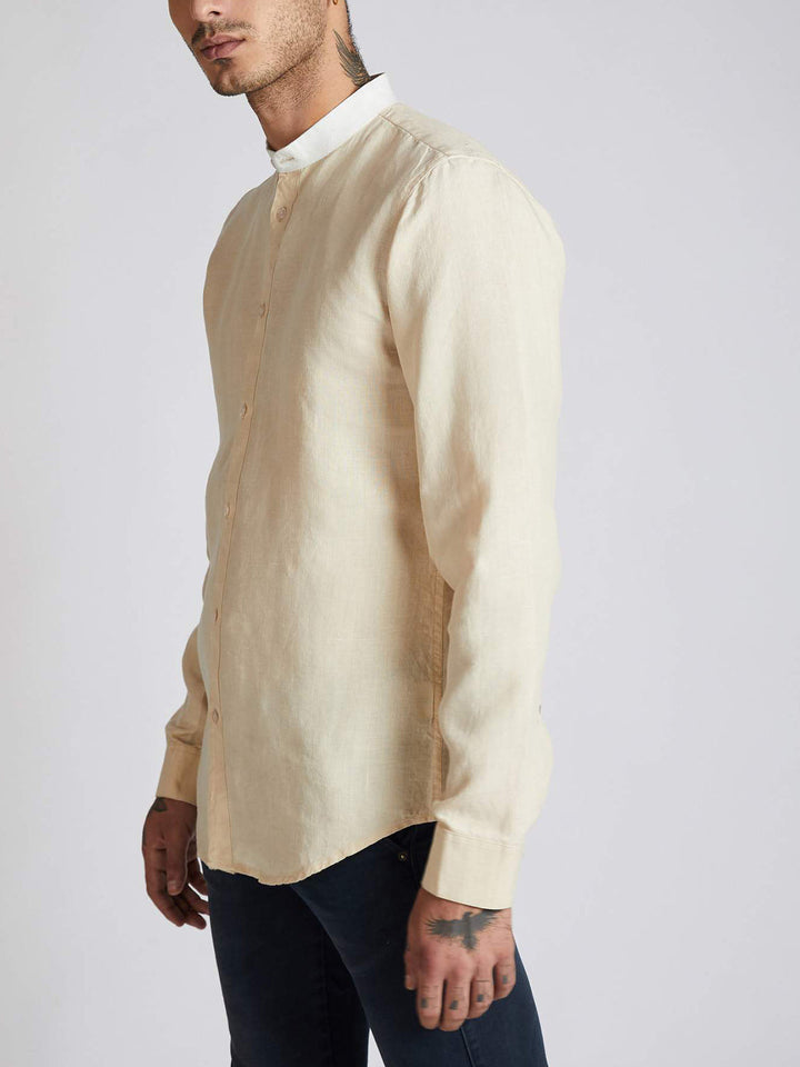 Orbit Contrast Collar Shirt Beige