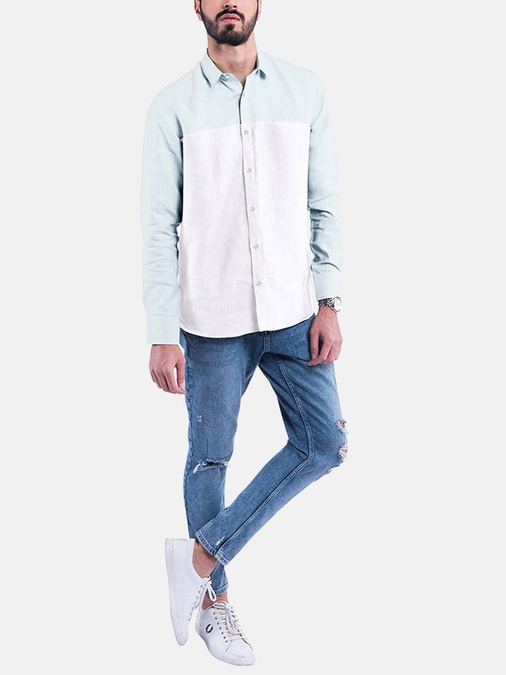 Colour Blocked Sativa 188 Shirt White and Mint