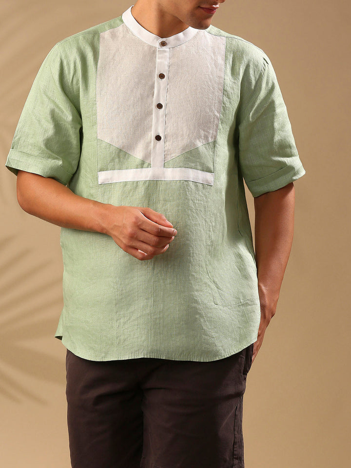 Cypress Colour Blocked Shirt- Sage Green