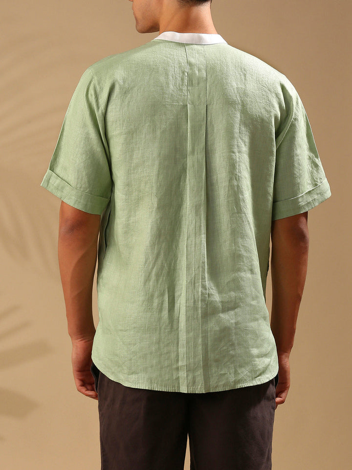 Cypress Colour Blocked Shirt- Sage Green