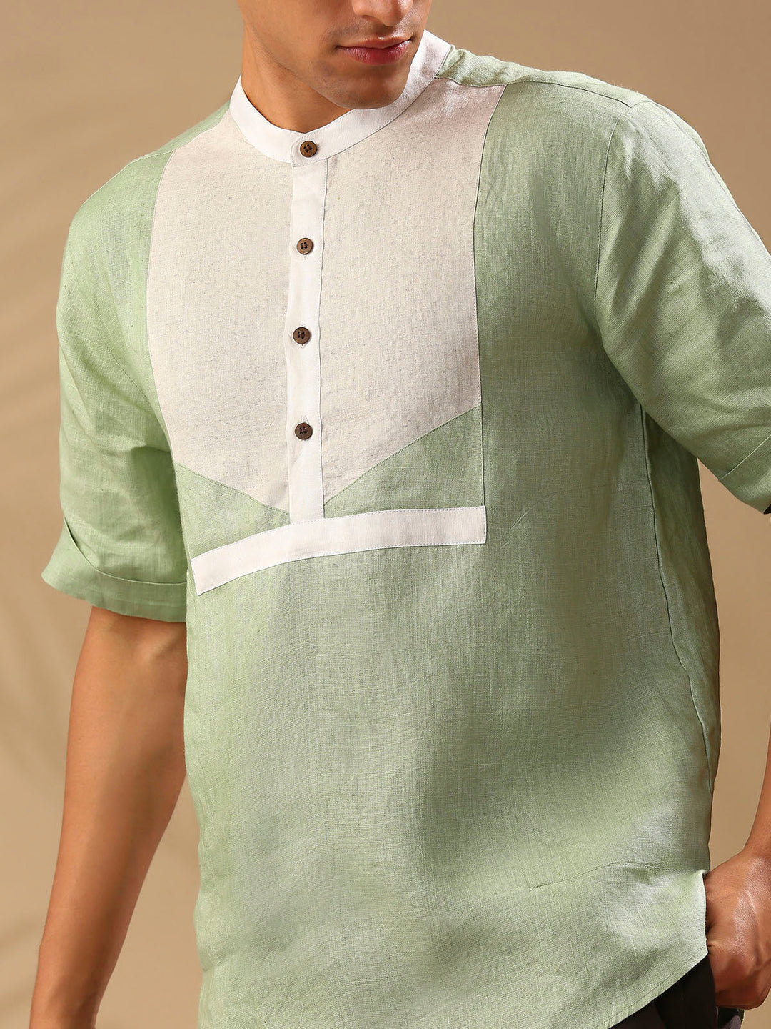 Cypress Colour Blocked Shirt- Sage Green