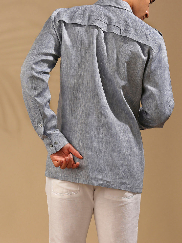 Sequoia Elbow Patch Shirt- Blue Melange