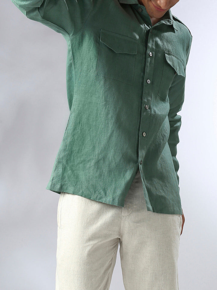 Sequoia Elbow Patch Shirt- Deep Green