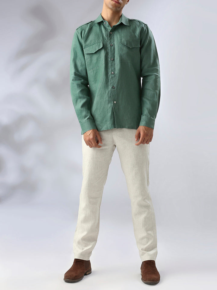 Sequoia Elbow Patch Shirt- Deep Green