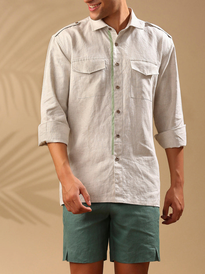 Sequoia Elbow Patch Shirt- Oatmeal