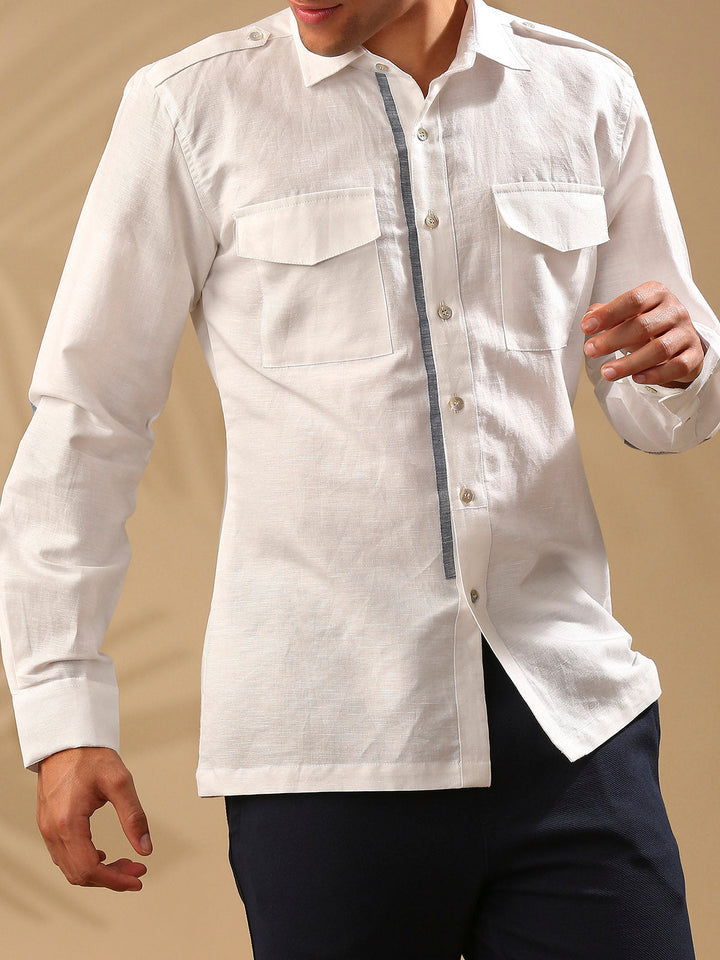 Sequoia Elbow Patch Shirt- White