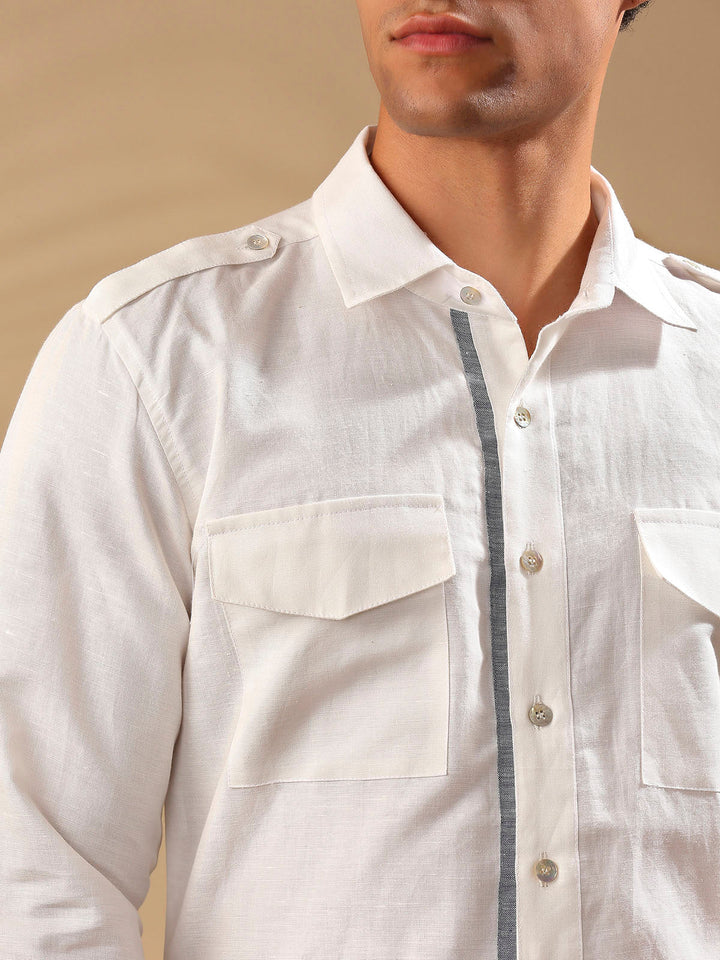 Sequoia Elbow Patch Shirt- White