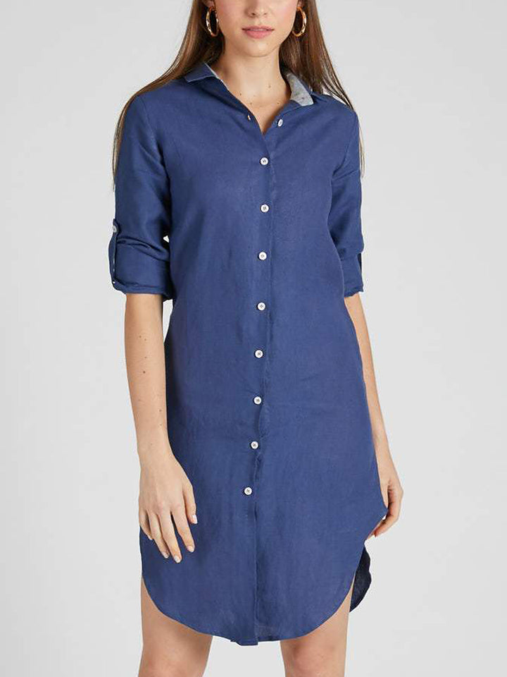 Fern Shirt Dress Navy Blue