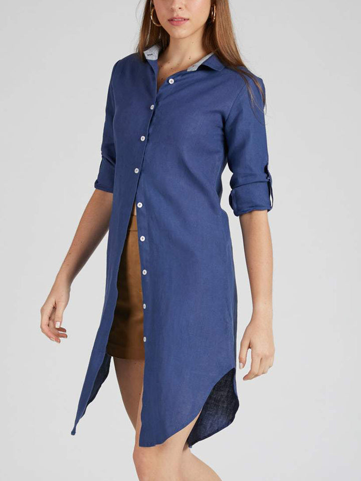 Fern Shirt Dress Navy Blue