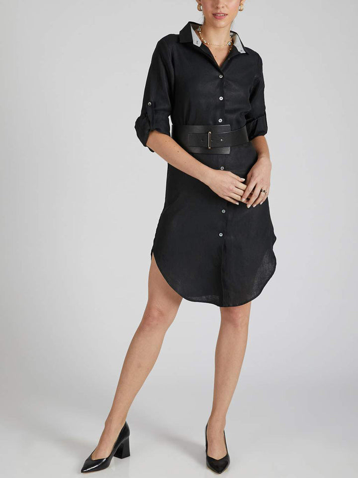 Fern Shirt Dress Black