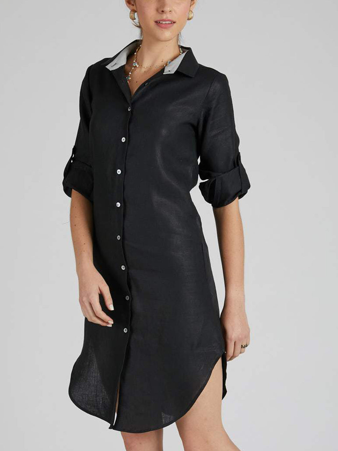 Fern Shirt Dress Black