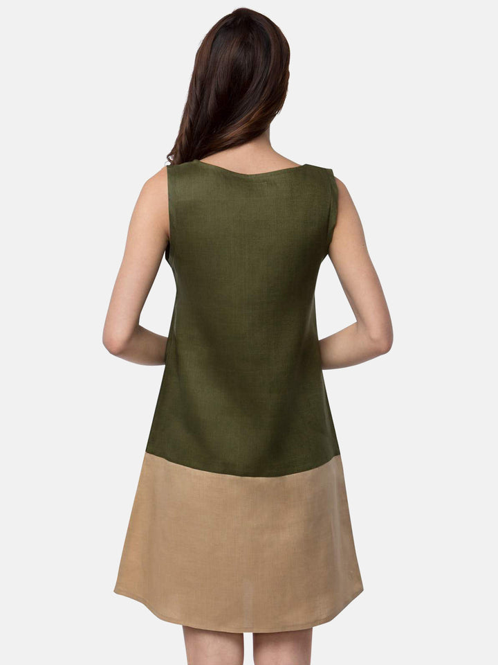 Dew Colourblock Dress Olive