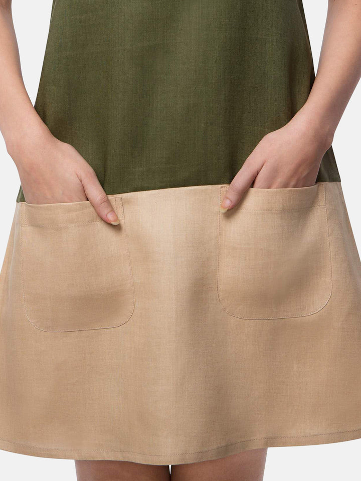 Dew Colourblock Dress Olive