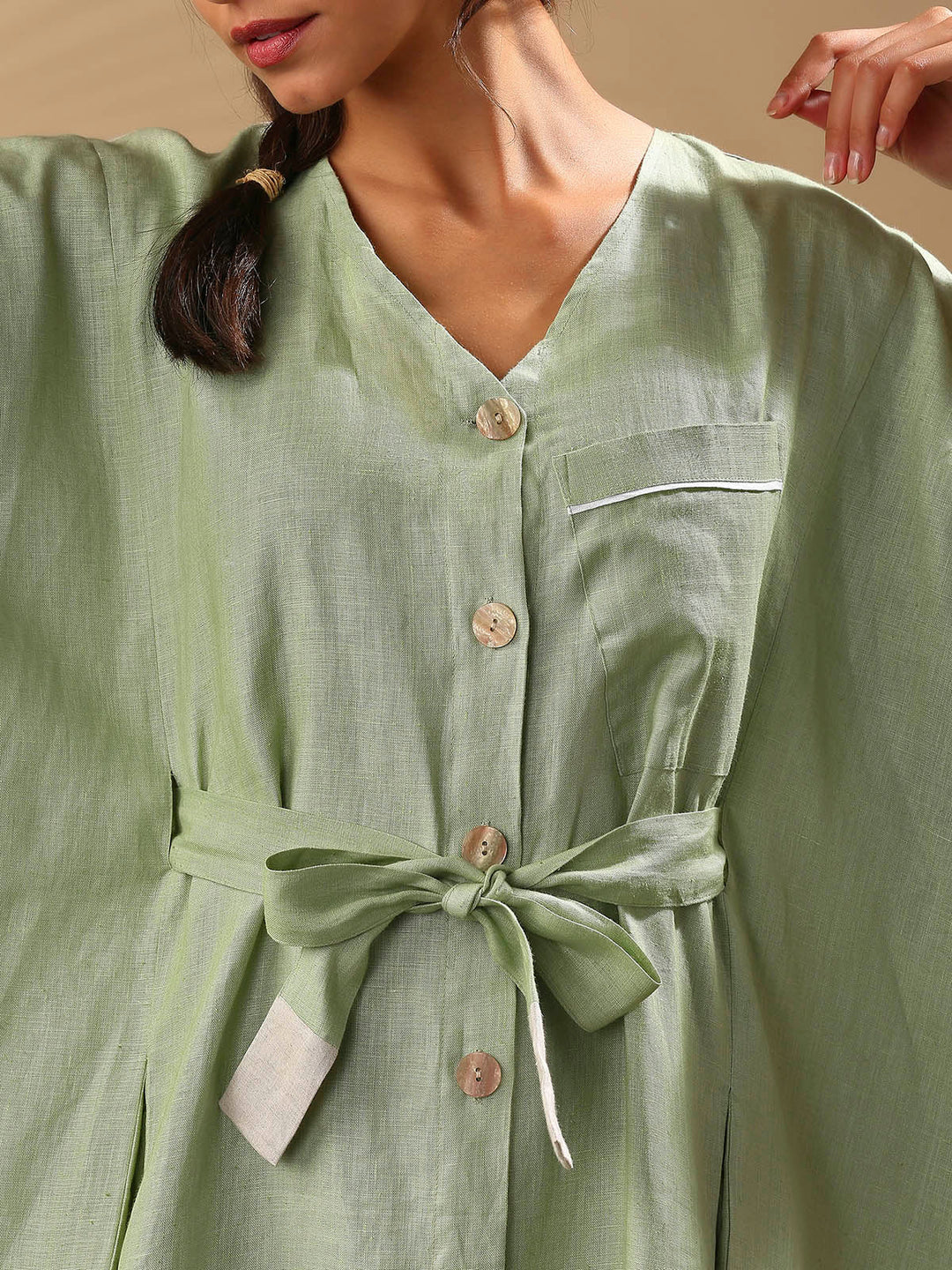 Mahogany Kimono Dress Sage Green