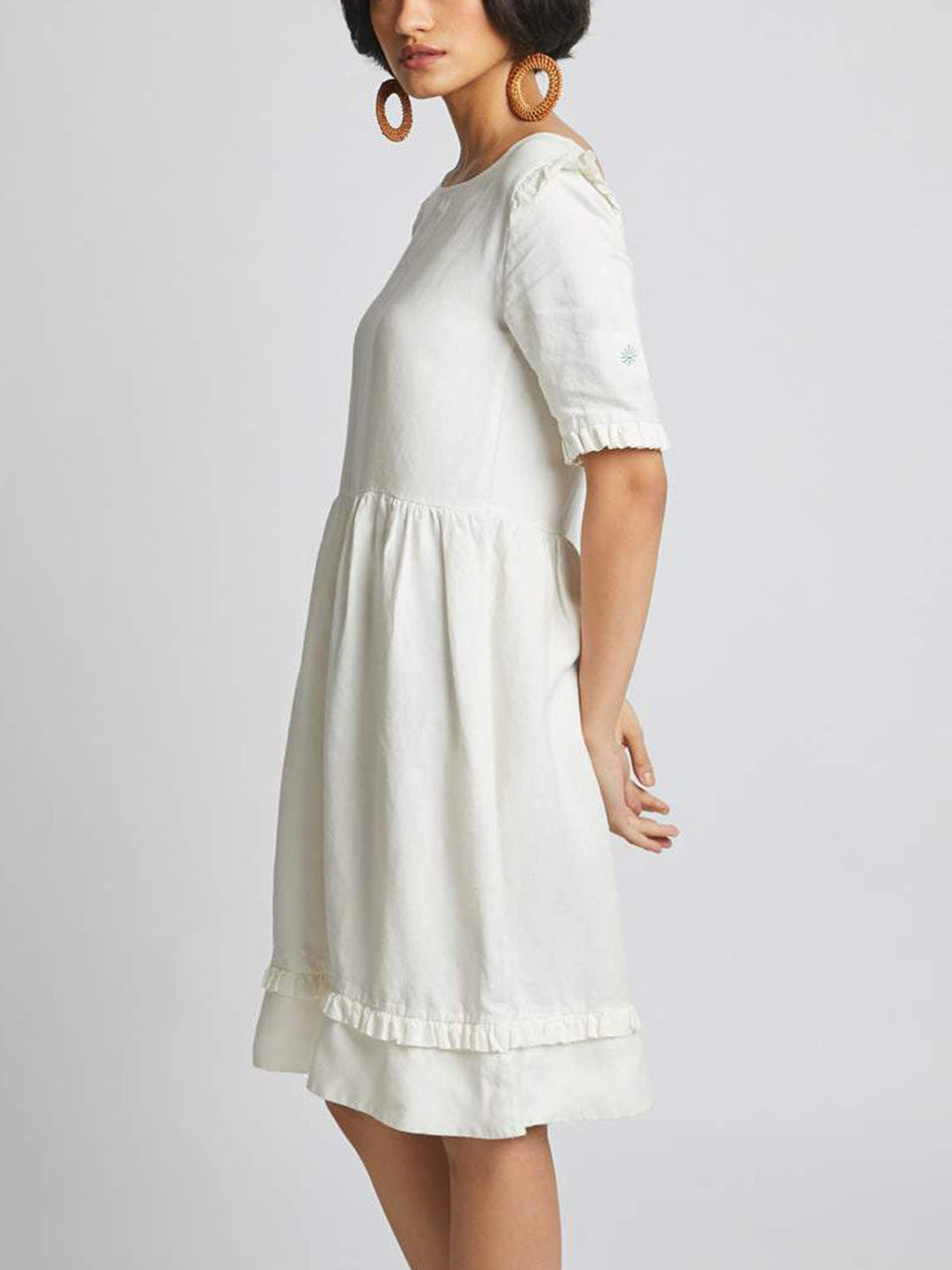 Flare Ruffle Dress White