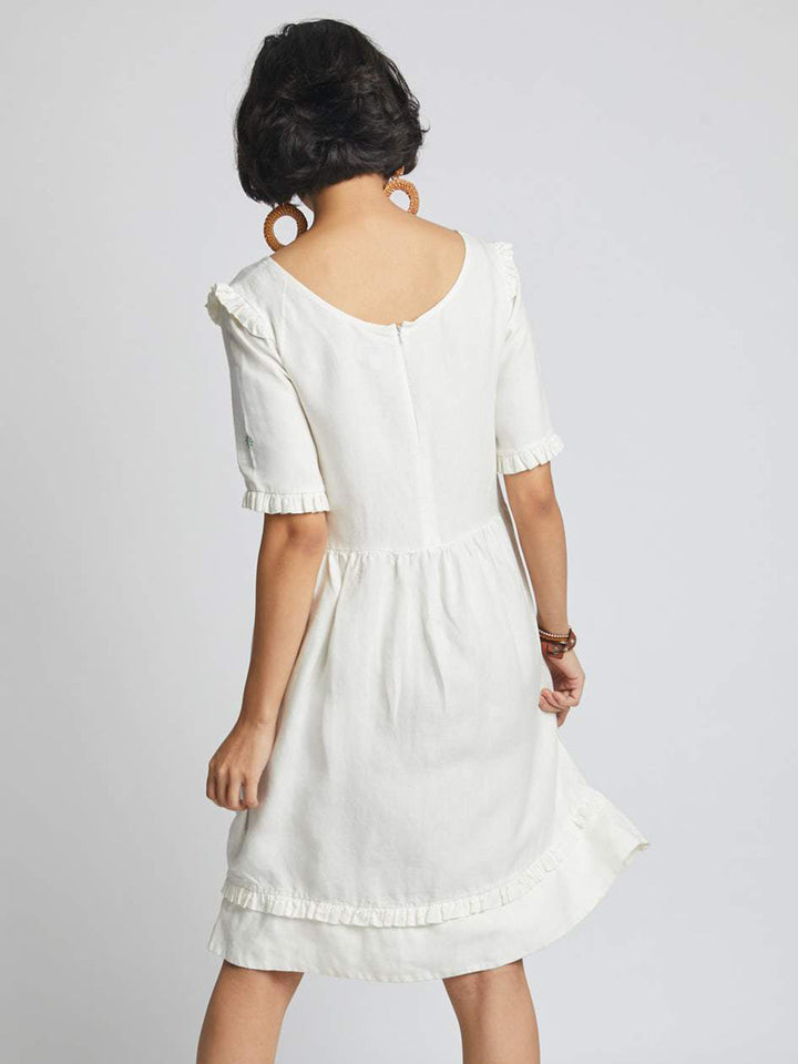 Flare Ruffle Dress White