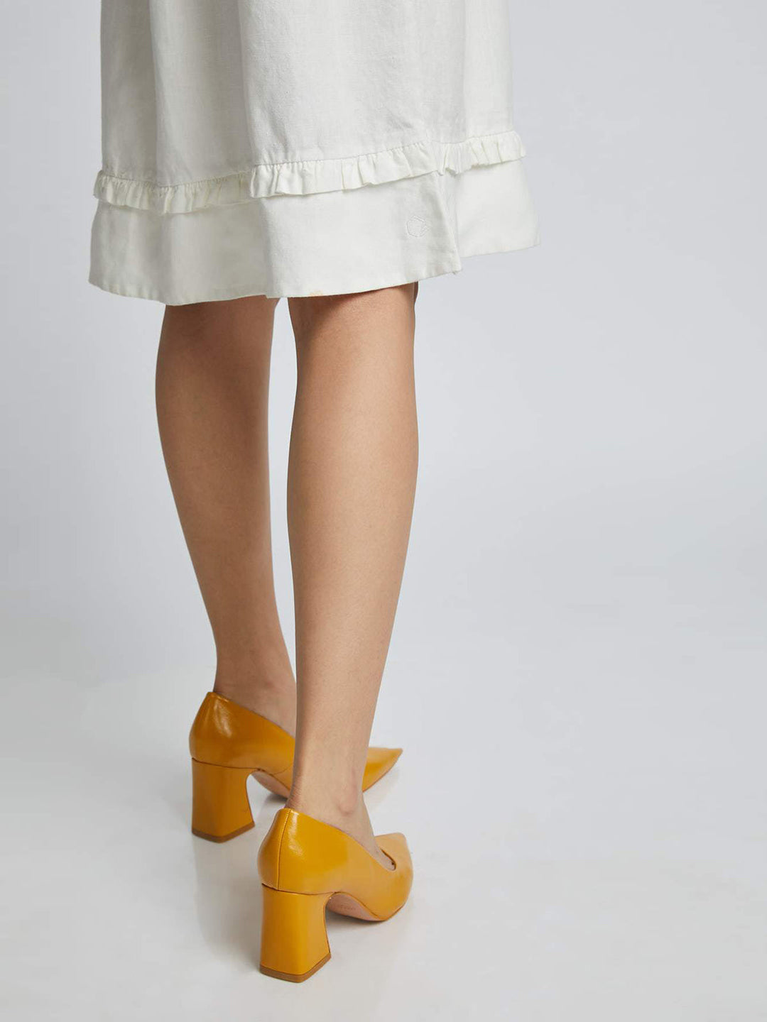 Flare Ruffle Dress White